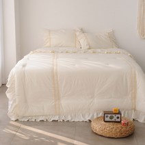 하임앤하임 광목 아이보리 워싱 프릴 차렵이불