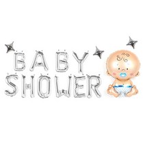 이모쿠비 베이비샤워 이니셜 풍선세트, 실버남아, 1세트