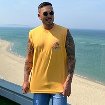 파이브라지 빅사이즈 캘리 나염 포인트 박스 오버핏 나시 티셔츠