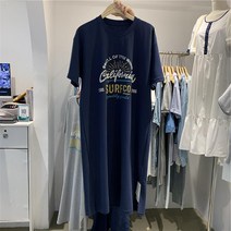 마켓에이 빅사이즈 빈티지 프린팅 롱 원피스 티셔츠