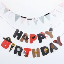 파티해 페이퍼 생일 역할놀이 가랜드 해적 + 스노우핑크, 혼합색상, 1세트