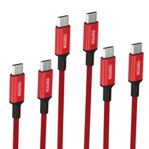 요이치 웨이크 CC플러스 c to c 60w 고속충전케이블 3P, 레드, 150cm
