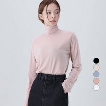 어썸어라운드 여성용 컬러 이너 목폴라 긴팔 티셔츠