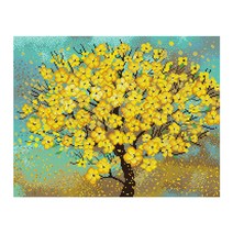 아이러브페인팅 DIY 보석십자수 캔버스형 정물 40 x 50 cm, 행운의 노란꽃나무, 1개