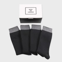 삭스더랭귀지 남성용 솔리드 정장 양말 4켤레 세트