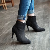 TCR 데님 스틸레토 앵클부츠