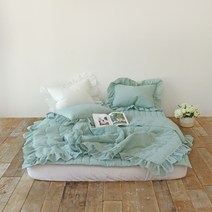 누블 솔리드 에어워싱 시어서커 순면 프릴 여름이불