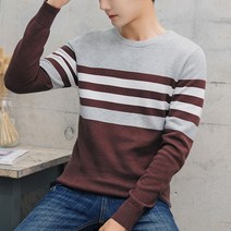 남성용 마켓A 배색 스트라이프 니트