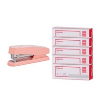 델리 마카롱 일러스트 스테이플러 E0402F + 33호침 E39704 5p, 핑크, 1세트
