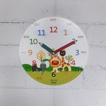 더타임 학습용 교육용 무소음 동물 캐릭터 어린이 벽시계, 동물농장