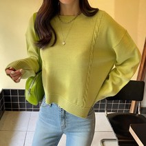 시크폭스 여성용 마리떼 언발 세미 크롭 니트