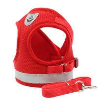 강아지 조끼 하네스 리드줄 세트 XS, 레드, 1세트