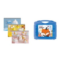 몰랑이 두툼 미술용 스케치북 170g x 3p + 모나미 모니주 가방파스 18색 문구세트, 랜덤발송(스케치북), 남(크레파스), 1세트