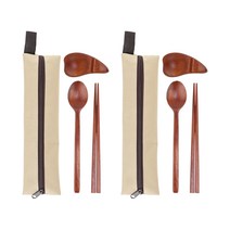 블룸엣홈 옻칠 도시락 수저 중 + 수저집 대 + 받침 세트, 단일색상(수저), 베이지(수저집), 숟가락 2p + 젓가락 2p + 수저집 2p + 받침 2p