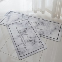 마리츠센 PVC 주방 미끄럼방지 터프팅 발매트 2종 세트, 비앙코