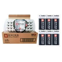 스위스밀리터리 알카라인 건전지 PET AA 40p + 망간 9V 6p 세트, 1세트