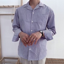 디엘크리 남성용 스트라이프 셔츠 오픈카라