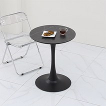 데코퍼니쳐 피오레 대리석 무늬 원형 테이블 600, 블랙