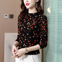 MA 라운드 패턴 미시 긴팔 블라우스
