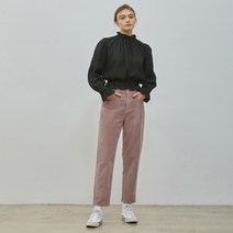 률앤와이 여성용 하이웨이스트 코듀로이 크롭 팬츠