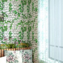 쿼르디 쉽게 붙이는 벽돌 벽지 방수 시트지, 담쟁이덩굴 베이지