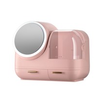 워터샤인 LED 무드등 팬선풍기 멀티 화장품 보관함, 스모키 핑크