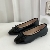 여성용 에나멜 리본 플랫슈즈 1cm ka5202