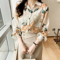 레몬소울 오즈젠 패턴 카라 긴팔 블라우스