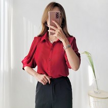 끌레느모네 여성용 쉬폰 프릴 반팔 블라우스