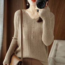 페이토 여성용 로우 브이넥 앤디 봄 니트