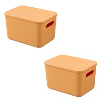 정리왕 필수품 마카롱 플라스틱 수납함 C 8L, 옐로우, 2개