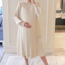 루나글램 부드러운 레이스 임산부 주름 원피스 KMS002