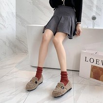 슈즈앤피플 여성용 털 퍼트리밍 로퍼 단화 SPOA88