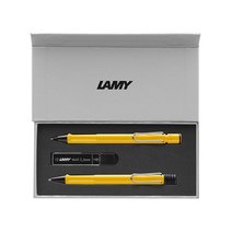 LAMY 사파리 볼펜 + 샤프 + 샤프심 + 기프트 박스 세트, 옐로우, 1세트