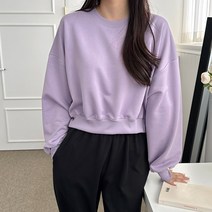 엠앤디 여성용 베이직 코튼 크롭 맨투맨