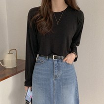 데일리 여성용 무지 라운드 티셔츠 T8815K22