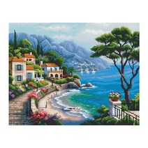 아이러브페인팅 DIY 보석 십자수 해안가 풍경, 혼합색상, 1개