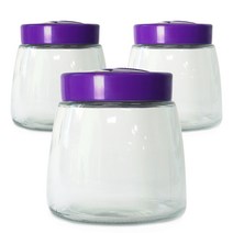 깨끗한데이 퓨어 숨쉬는 열탕 소독 유리용기 원형, 3개, 1000ml