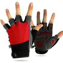 그루브스타 와플 MTB 자전거 반장갑, 레드