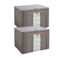 일라오 대용량 패브릭 와이어 폴딩 리빙박스 특대형 100L, 그레이, 2개
