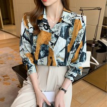 레몬소울 걸로바 패턴 카라 긴팔 블라우스