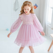 노블엔젤 여아용 자수 레이스 원피스 No5666