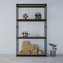 스피드랙 조립식 철제 앵글 선반 4단, 블랙, 1개