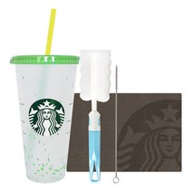 스타벅스 썸머 컨페티 컬러체인징 리유저블 콜드컵 + 세척솔 선물세트, 그린(콜드컵), 랜덤발송(세척솔), 710ml
