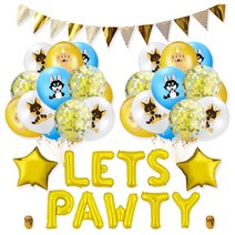 마켓감성 반려동물 LETS PAWTY 슈트 생일 테마 파티 세트 스팽글, 골드, 1세트