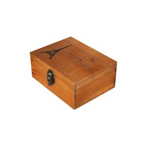 에버하우스 앤틱우드 다용도 자물쇠보관함 FREE 10.6 x 24.6 x 19.4 cm, 에펠탑, 1개
