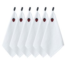 소프트터치 모달 고리수건 과일자수, 화이트 딸기, 6개