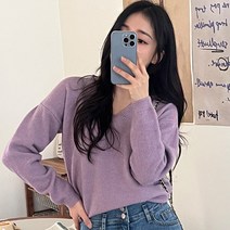 엔비룩 여성용 톡톡 브이넥 니트