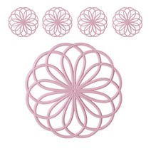 마켓에이 꽃모양 실리콘 컵받침 코스터 5p, 핑크