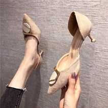 기하학 악세서리 포인트 오픈 미드힐 스틸레도 하이힐